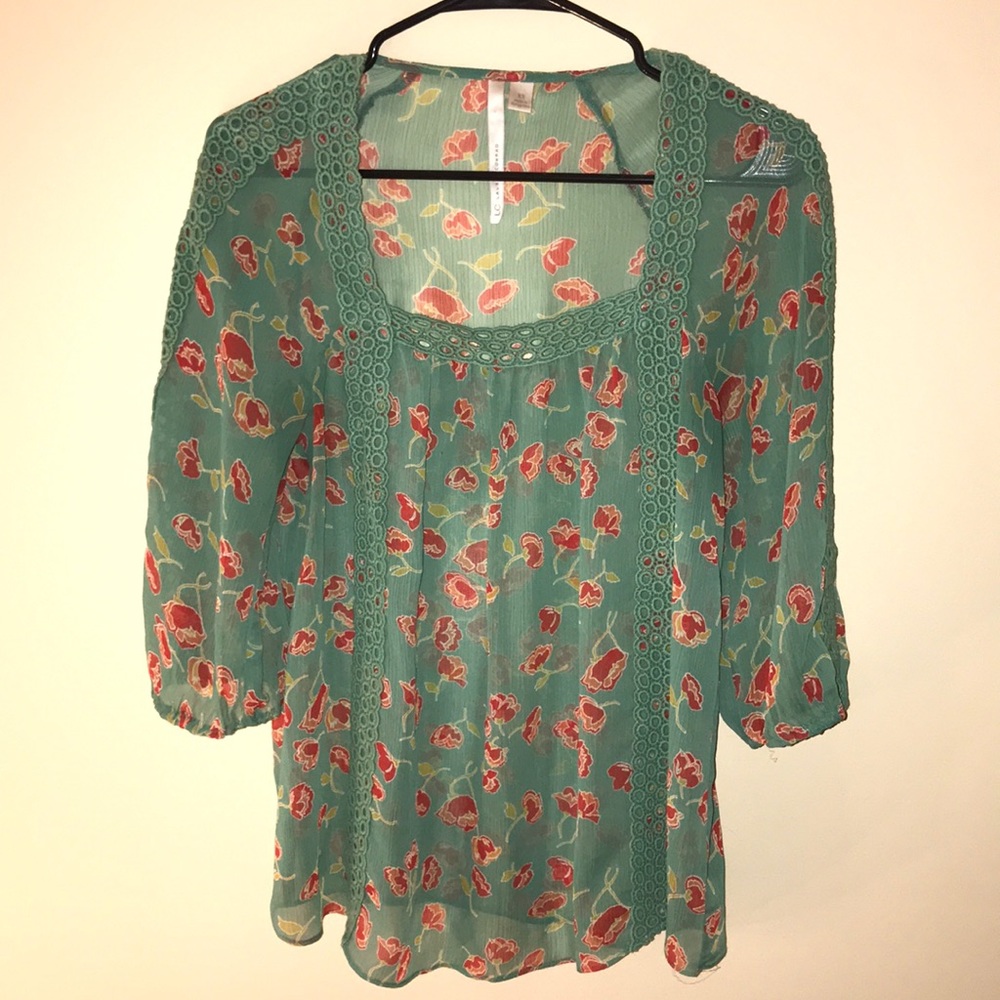 LC Lauren Conrad Sheer Babydoll Top